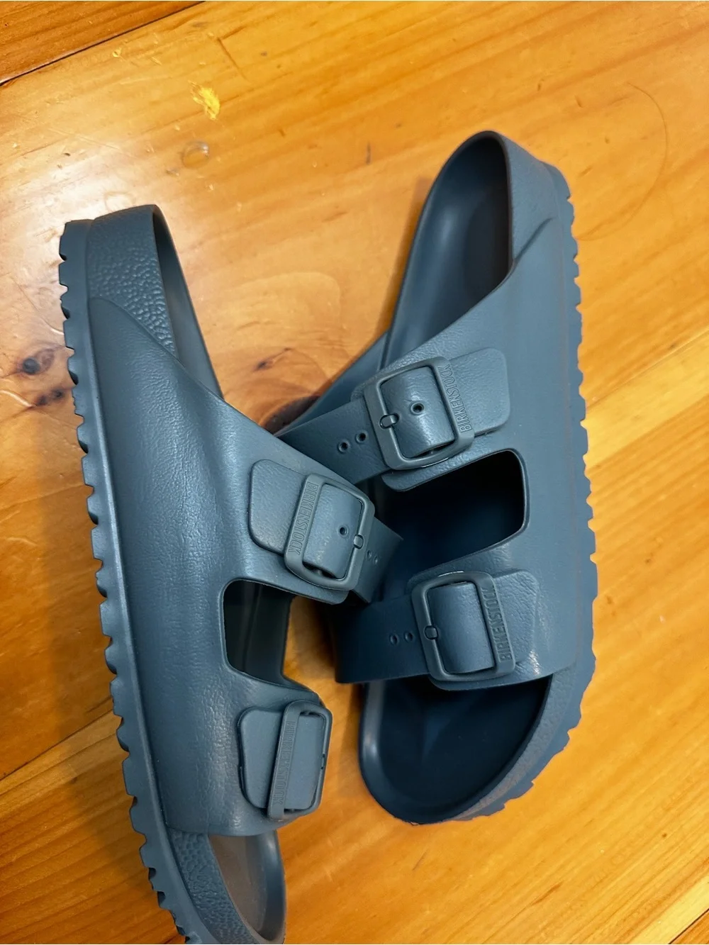 Birkenstock Mens Two-Strap Slide Sandals in Slate Blue